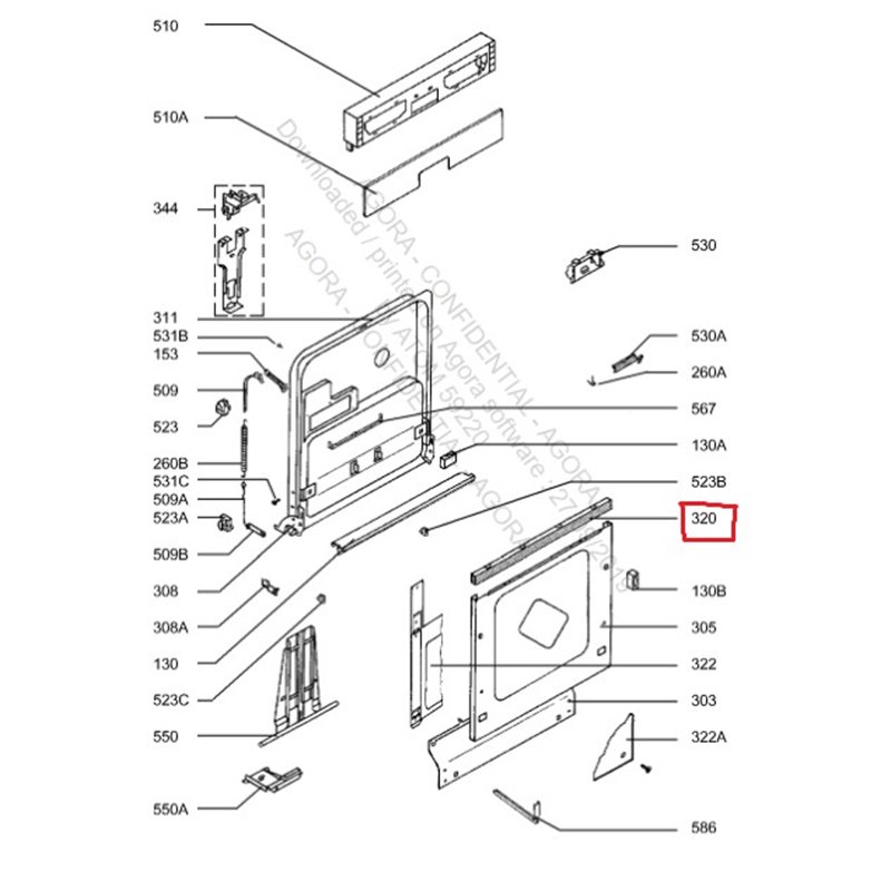 8996464034736 Enjoliveur superieur pour lave vaisselle Arthur Martin Electrolux 8996464034736