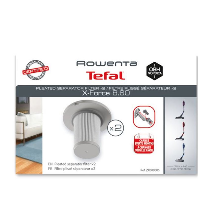 Lot de 2 filtres séparateur Rowenta Xforce Flex 8.60 ZR009005