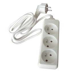 Bloc 3 prises cordon 1,5m Blanc