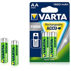 Pile rechargeable Varta Phone 1600 mAh 1,2V - LR06 - 58399 - Blister de 2 piles