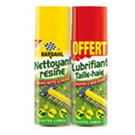 Lot de 2 aérosols anti-résine et lubrifiant taille-haies