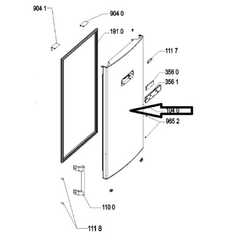 481010580890 Whirlpool Porte de réfrigérateur